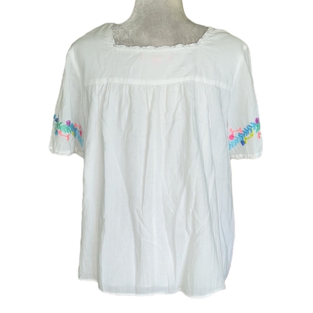 Lilly Pulitzer Tamryn White Embroidered Scalloped Crochet Lace Trimmed Top - Picture 9 of 9
